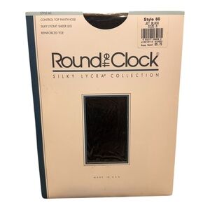 Round the clock control top pantyhose silky Lycra Style 60 size A Jet Black